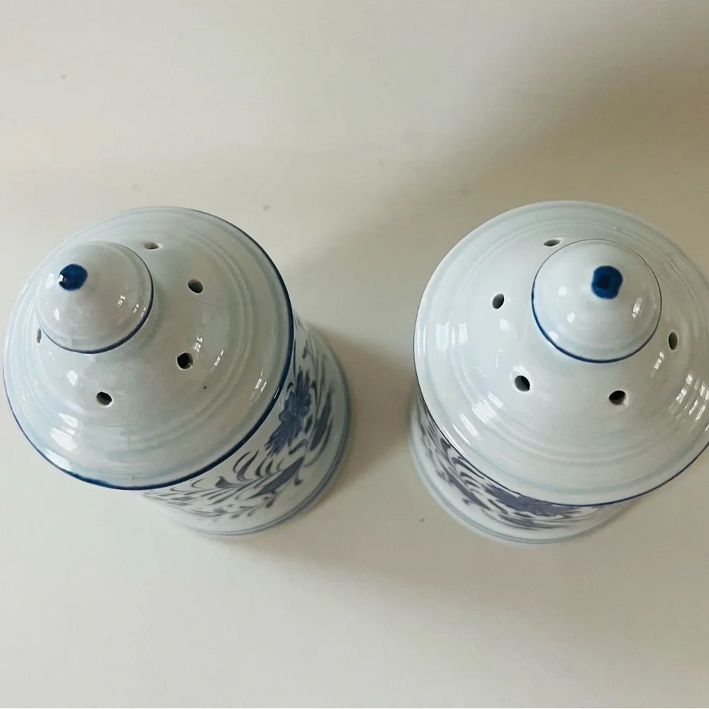 Ceramic Blue Floral Salt and Pepper Shaker Set